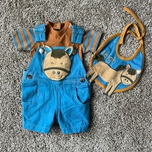eieio Mudpie 3 piece Horse Overall Set